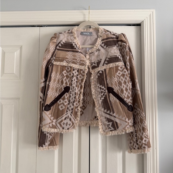 NWT NanaMacs Boho Fringe Jacket with Geometric Patterns - Picture 2 of 6